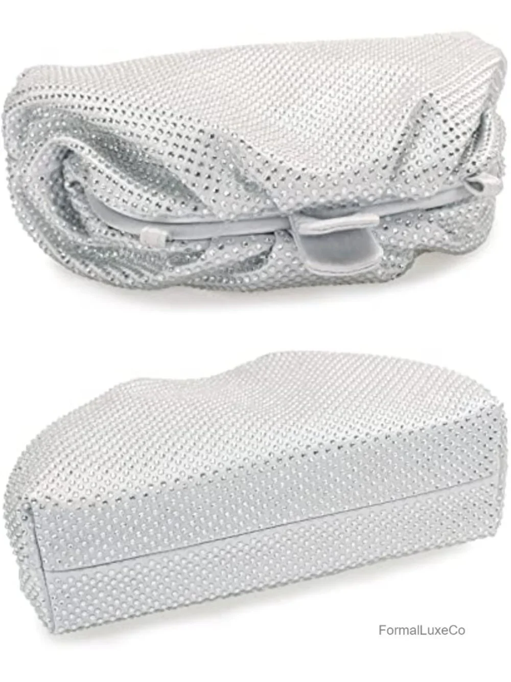 Rhinestone Crystal Frame Clutch Evening Bag Party Pleated Convertible Chain